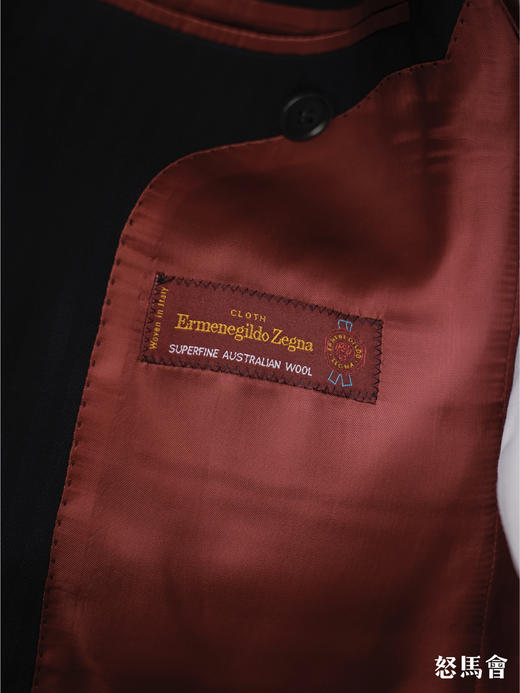 杰尼亚 Cloth Ermenegildo Zegna Traveller Four Seasons 藏青色暗人字纹全麻衬套装 商品图8