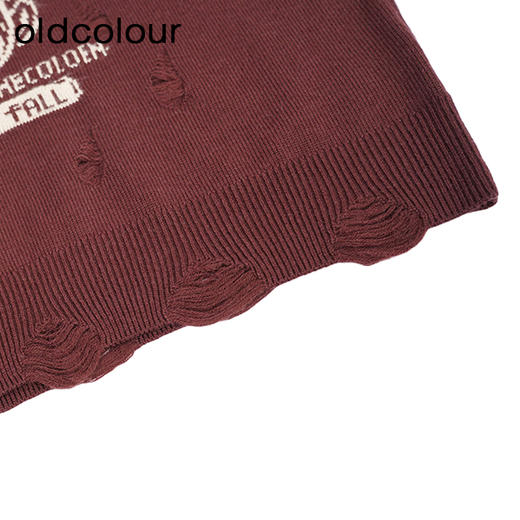oldcolour复古针织套头衫秋季新款印花圆领长袖毛衣女O34052432 商品图3
