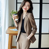 ALBB-咖色小西装套装女2023早秋新款韩版时尚修身职业装西服两件套 商品缩略图0