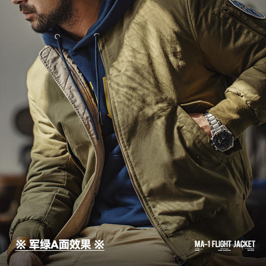 马登工装 美式复古双面穿MA1飞行员夹克棉服夹棉棒球服上衣外套男 商品图2