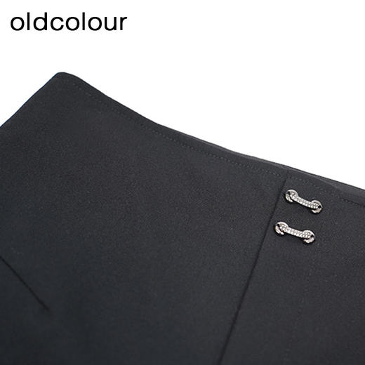 oldcolour黑色高腰休闲裤秋季新款修身收脚长款铅笔裤女O33073354 商品图3