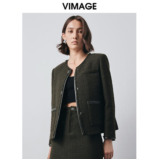 VIMAGE纬漫纪冬季新款气质修身显瘦时尚小香风外套V2003623 商品图2