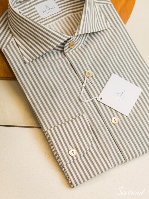 Avino 灰条海岛棉衬衫 商品图4