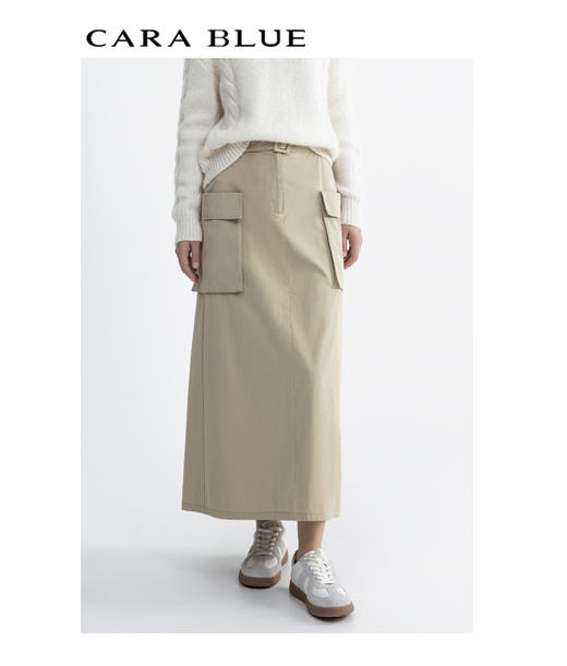 CARA BLUE卡其色休闲工装半裙 商品图1