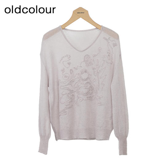 oldcolour长袖薄款针织衫秋季新款时尚气质百搭毛衣女O33052343 商品图1