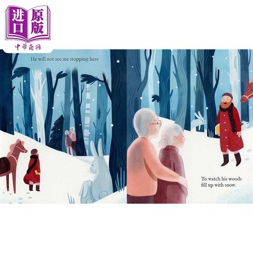 【中商原版】雪夜的树林 Vivian Mineker Stopping By Woods on a Snowy Evening 英文原版 儿童绘本故事书 精装精品绘本 进口 商品图3