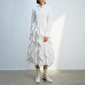 LIYIHAN 荷叶边长款连衣裙 Y233L08801