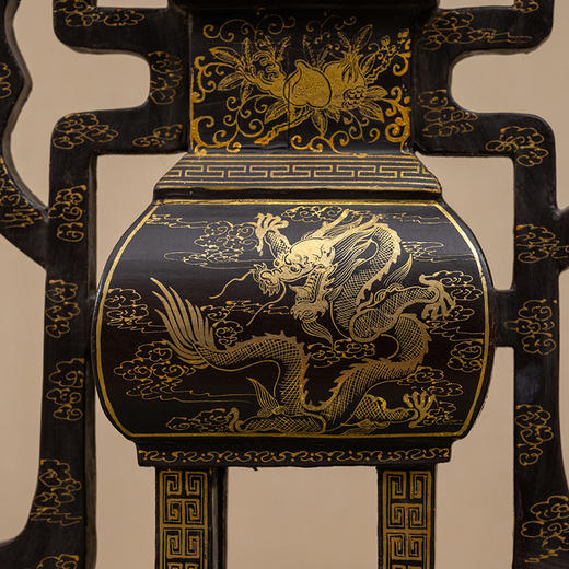 清代 黑漆描金龙纹五贡摆件 商品图2