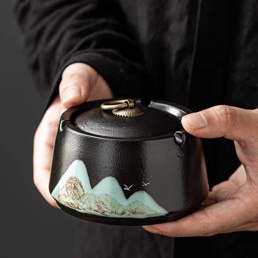 「远山系列！带盖烟灰缸」陶瓷烟灰缸大号防飞灰家用中式居家日用客厅创意潮流带盖宾馆办公室可雕刻 商品图0