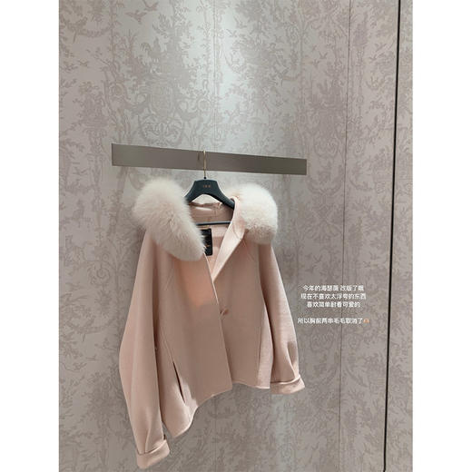 金蘑菇菇 最后五件 柔软羊绒高克重毛领大衣 短大衣 商品图2