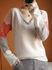 QHJY-JY807撞色羊毛衫女V领 23秋冬新款女装V领套头拼接彩色保暖针织毛衣女 商品缩略图2