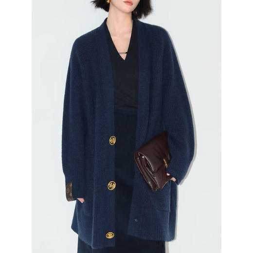 COCOBELLA手缝金属扣饰粗针开衫毛衣针织外套MZ546B 商品图1