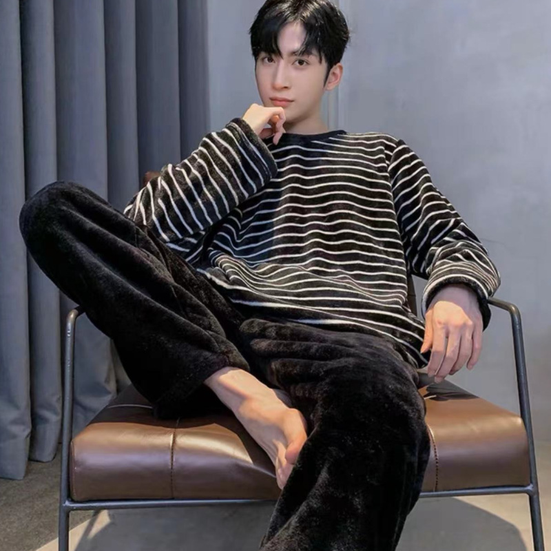 纯条纹-黑-男绒