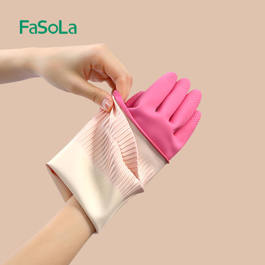 FaSoLa洗碗手套女厨房家用家务清洁防水橡胶皮耐用型洗衣服乳胶 商品图7