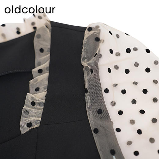 oldcolour法式连衣裙秋季新款气质网纱拼接中长裙女GO31103858 商品图3