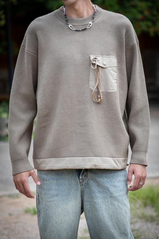 W332843188拼接圆领套头针织衫 商品图1