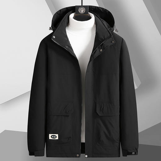 【圈】可拆卸帽【新款DK】大依优型大码多色加棉工装棉服加肥加大外套胖子大号外套上衣男士保暖 商品图2