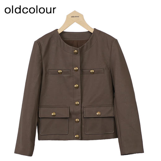 oldcolour美式复古皮衣帅气时尚直筒小个子短款外套女O34041439 商品图2