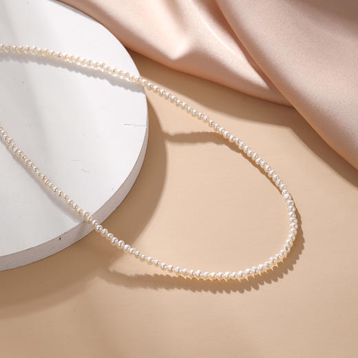 【赠珍珠项链】沐银时代近圆小米珍珠项链  925银珍珠 商品图1