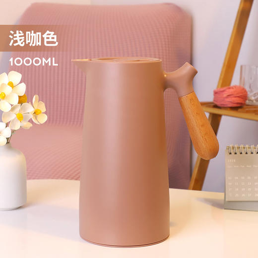【超大容量！饮水的理想搭档】北欧家用保温壶木手柄玻璃内胆热水壶大容量咖啡壶礼品壶，木质把手设计，牢固耐用，缩口设计，提供保温效果。ry 商品图6