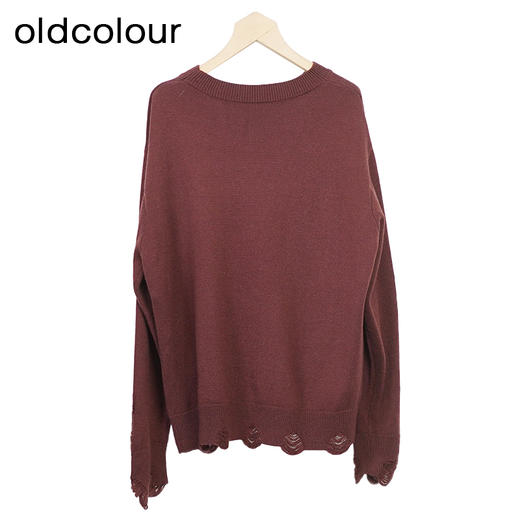 oldcolour复古针织套头衫秋季新款印花圆领长袖毛衣女O34052432 商品图1