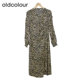 oldcolour复古气质碎花裙秋季新款V领高腰显瘦中长裙GO31103006