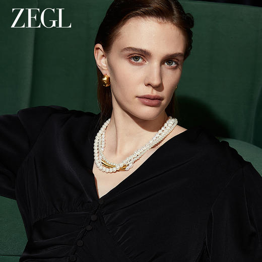 ZEGL法式巴洛克大珍珠毛衣项链女轻奢小众2023新款爆款叠戴锁骨链 商品图2