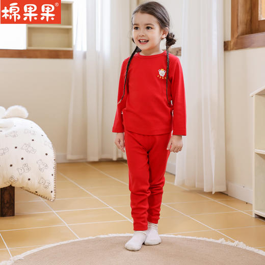 棉果果冬季新品内衣家居中小童80-130码5A抗菌套头套装M501302423704 商品图1