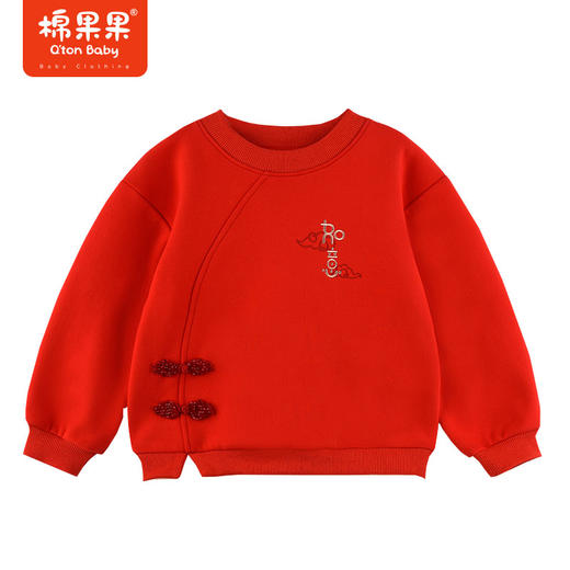 棉果果春季新品中国红女童中国风大毛圈套头卫衣M522180423651 商品图1