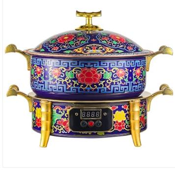 欧锐铂花开富贵景泰蓝-纯铜电火锅ORB-472   4.5L 商品图1