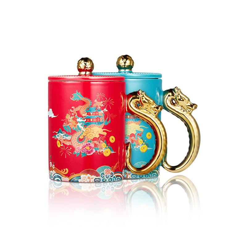 龙腾盛世 | 共禾京品Jing Republic中国风龙年陶瓷马克杯带盖礼盒（2色可选）