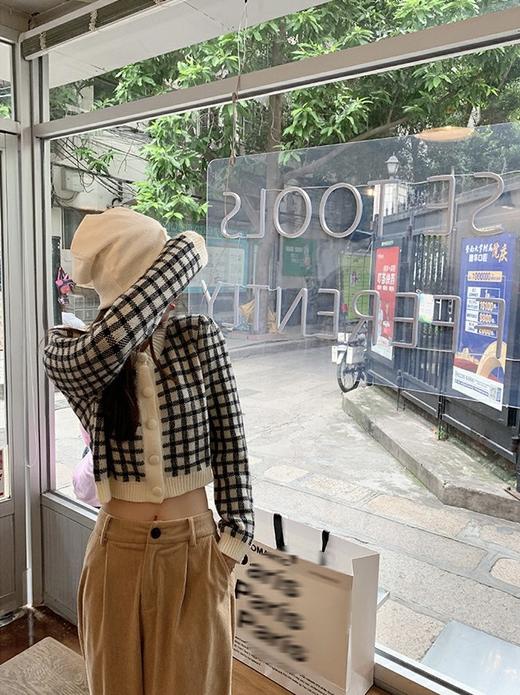 <曾小咸推荐>巨折清仓秒杀，稀有现货24小时发【仅限今日】棋盘格格子针织开衫显瘦软糯长袖上衣 商品图5