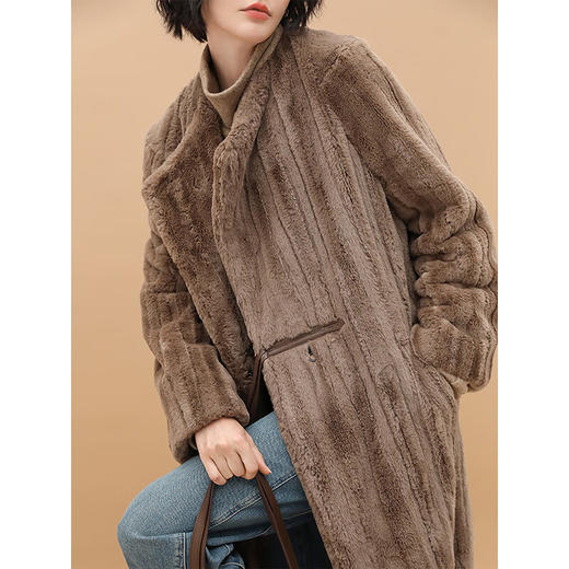 COCOBELLA中古风环保皮草外套女冬细腻加厚毛绒长款大衣WL53 商品图1