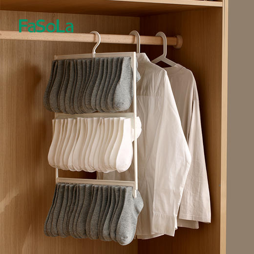 FaSoLa袜子收纳神器内衣内裤收纳盒挂壁家用衣柜子学生宿舍悬挂晾袜架 商品图4
