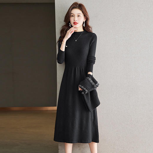 气质收腰修身针织连衣裙，马甲配毛衣裙子两件套CC-22-8285 商品图3