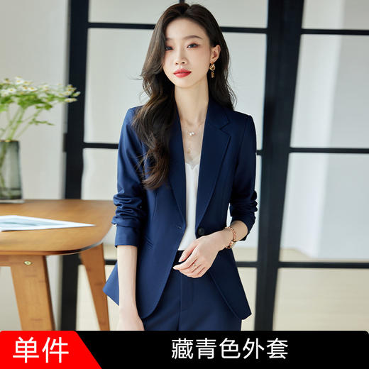 ALBB-咖色小西装套装女2023早秋新款韩版时尚修身职业装西服两件套 商品图7