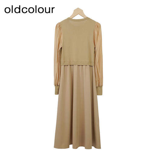 oldcolour长袖针织连衣裙秋季新款A字宽松圆领中长裙女O32106219 商品图3