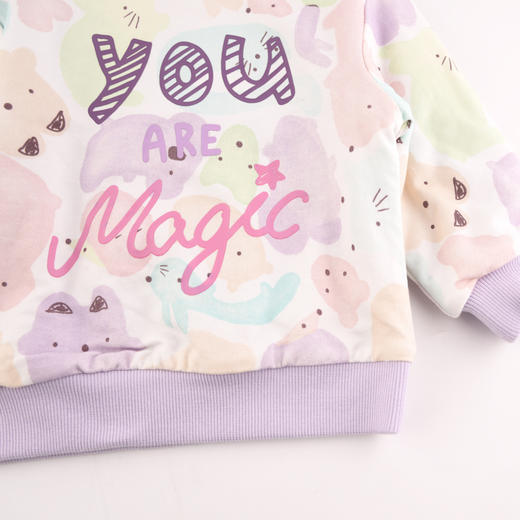 棉果果冬季新品女童5A抗菌圆领套头夹棉卫衣M422180823611 商品图1