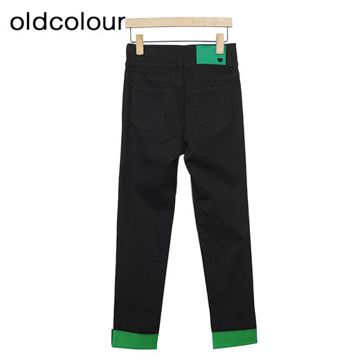 oldcolour黑色高腰牛仔裤新款时尚修身显瘦卷边铅笔裤女O32113255 商品图1