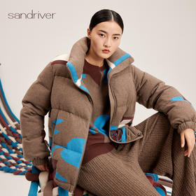 女款针织羊绒嵌花羽绒外套SJF95W473K