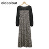 oldcolour碎花连衣裙秋季新款高腰气质方领长袖中长裙GO31103028 商品缩略图0