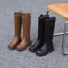 西遇复古骑士靴女新款秋冬美拉德长筒靴棕色方头厚底高筒长靴V0034339 商品缩略图4