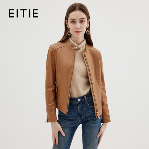 EITIE爱特爱冬季新款个性帅气纯色短款外套皮衣7293916 商品图0