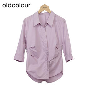 oldcolour宽松百搭衬衫秋季新款休闲简约七分袖上衣女O31012118