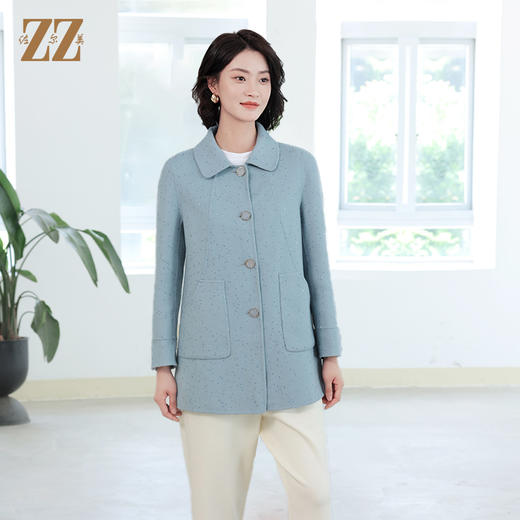 佐尔美秋冬新款 气质优雅鳞片羊毛双面呢大衣女E14SM08 商品图1