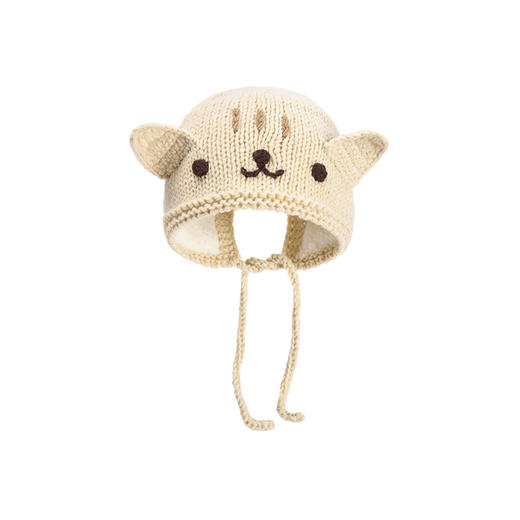 【纯手工针织！可爱猫咪套头帽】儿童帽子秋冬款韩版纯手工纯手工编织，温暖滋润；宝宝针织帽加绒保暖毛线帽，小猫系带搭配可爱造型，让宝宝们既时尚又萌趣lm 商品图5