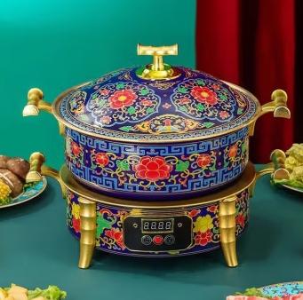 欧锐铂花开富贵景泰蓝-纯铜电火锅ORB-472   4.5L 商品图0