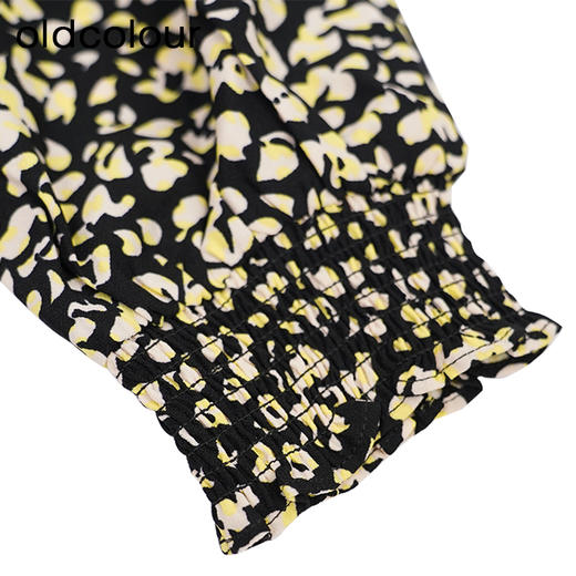 oldcolour复古气质碎花裙秋季新款V领高腰显瘦中长裙GO31103006 商品图4