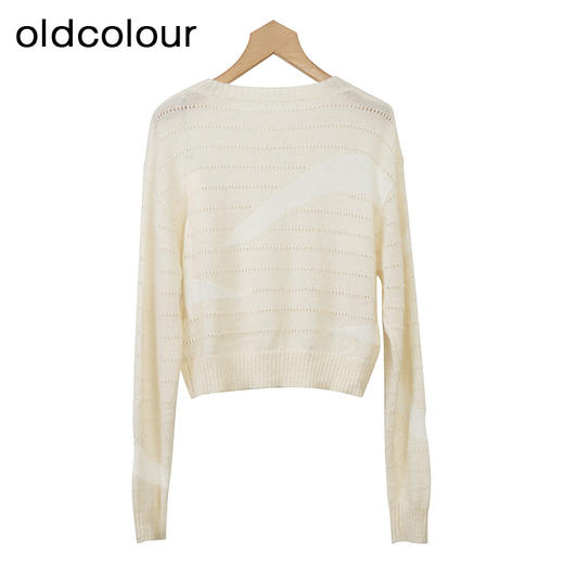 oldcolour设计感镂空针织衫秋季新款简约短款套头毛衣女O34052456 商品图1