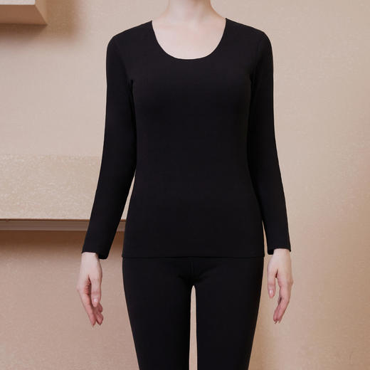 特价 洁丽雅260克阳离子女士保暖套装舒适圆领轻薄保暖贴身秋衣秋裤女 商品图4